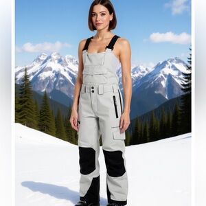 NWT Obermeyer Gray & Black Bib Pants - unisex petite XS in woman child 12-14